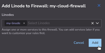 List of Linode instances attached to the firewall in the UI.