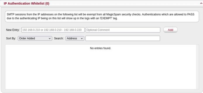 Screenshot of ip authentication page