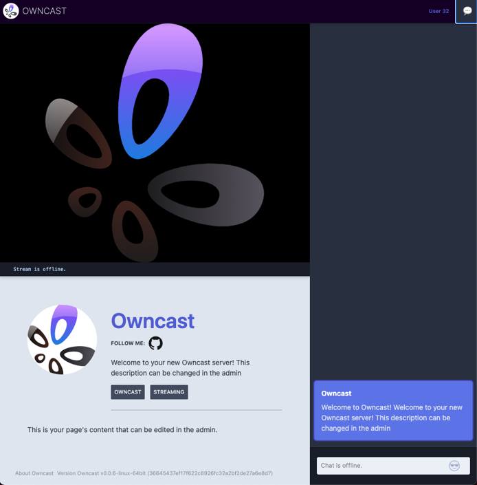 owncast.png ‘The Owncast stream view’